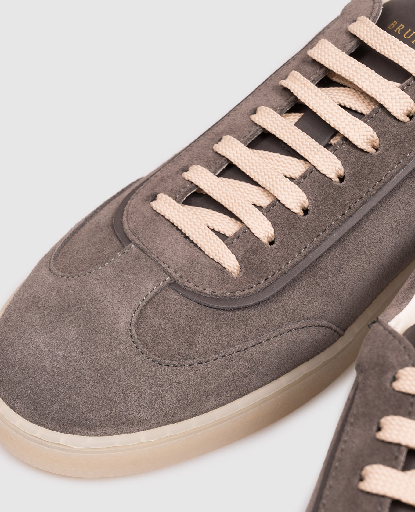 Grey suede sneakers with emblem Brunello Cucinelli 5