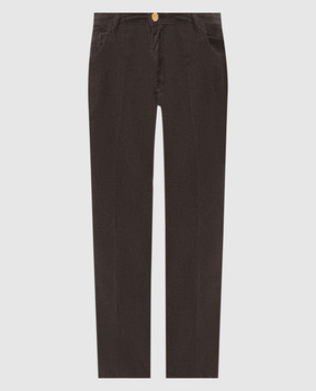 Stefano Ricci Brown corduroy pants with logo patch MST63B0020T0231