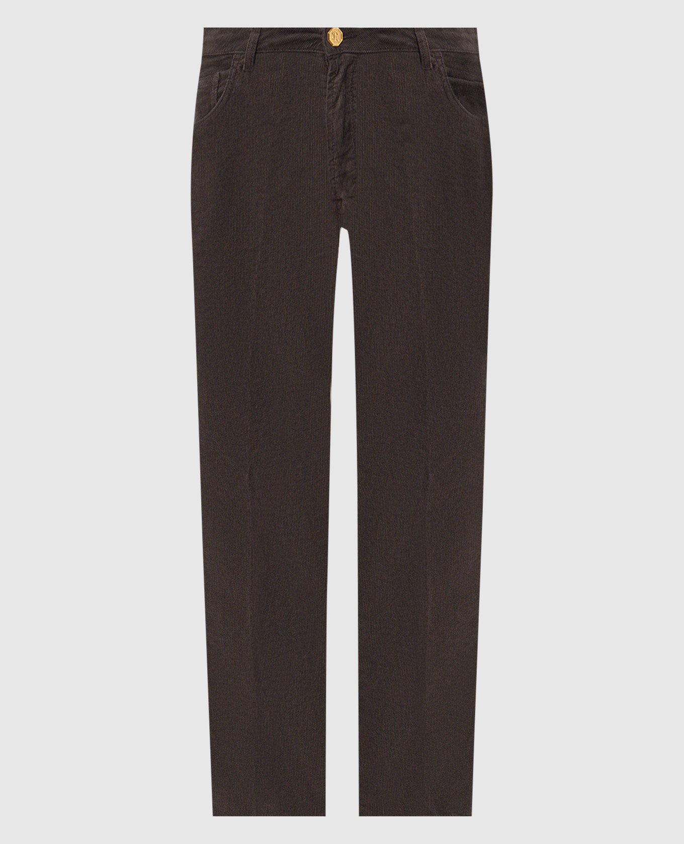 Brown corduroy pants with logo patch