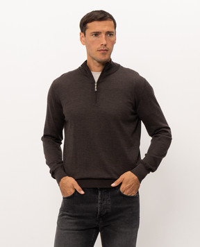 Doriani Cashmere Brown wool, silk and cashmere jumper with zipper 1818179