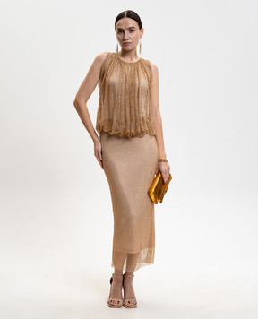 Max Mara Sportmax Beige midi dress PAPPA with crystals SPXPAPPA