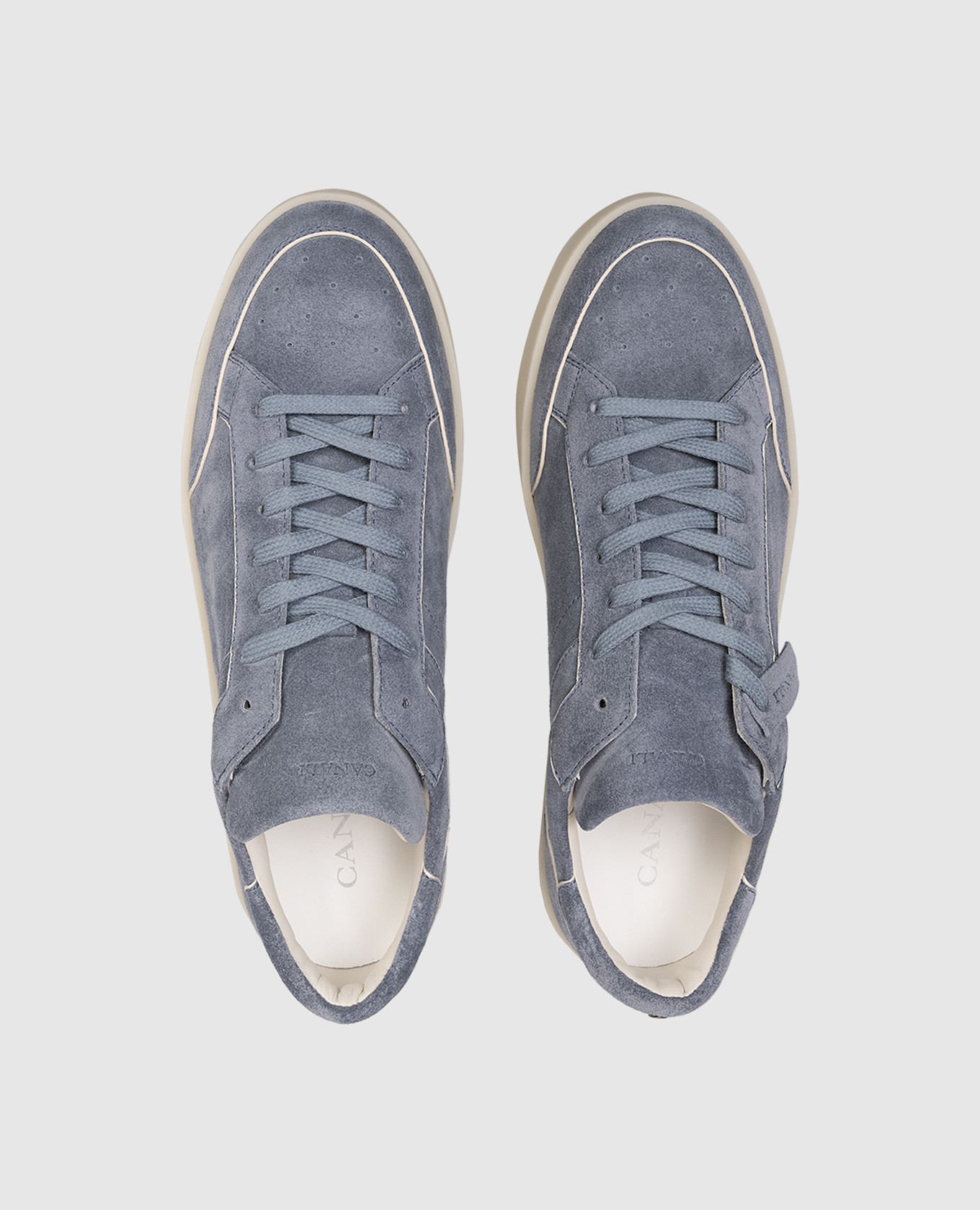

Blue suede sneakers with logo Canali, Light blue