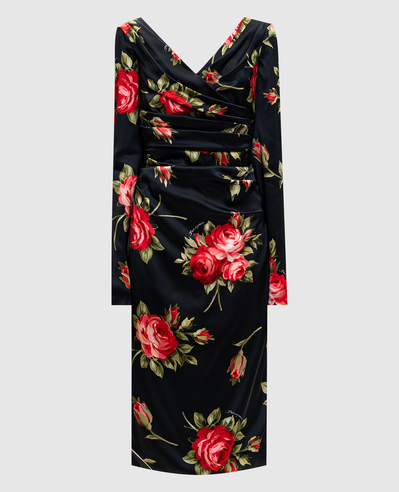 

Black printed dress with drapery Dolce&Gabbana