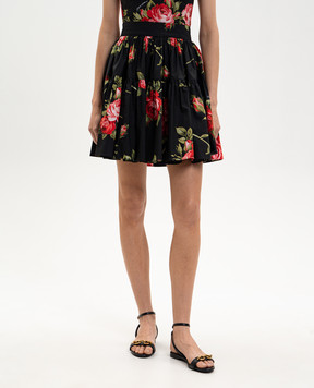 Dolce&Gabbana Black floral print mini skirt F4CB1THS5UT