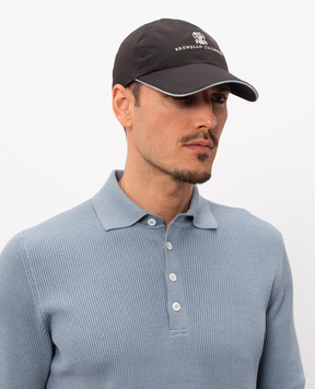 Brunello Cucinelli Black cap with embroidered emblem MM4799859