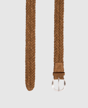 Orciani Brown suede Plot belt with weaving U08318SUP