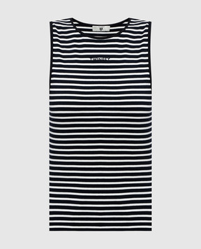 Twinset Black striped top with logo embroidery 261LM2GAA