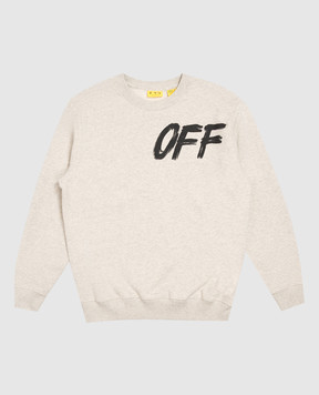 Off-White Children's beige melange sweatshirt with logo print 44BBA001F26F00A