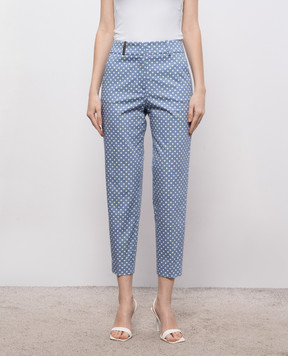 Peserico Blue pants with geometric print P0476308175