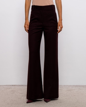 Victoria Beckham Alina burgundy wool flared pants 1226WTR005115S