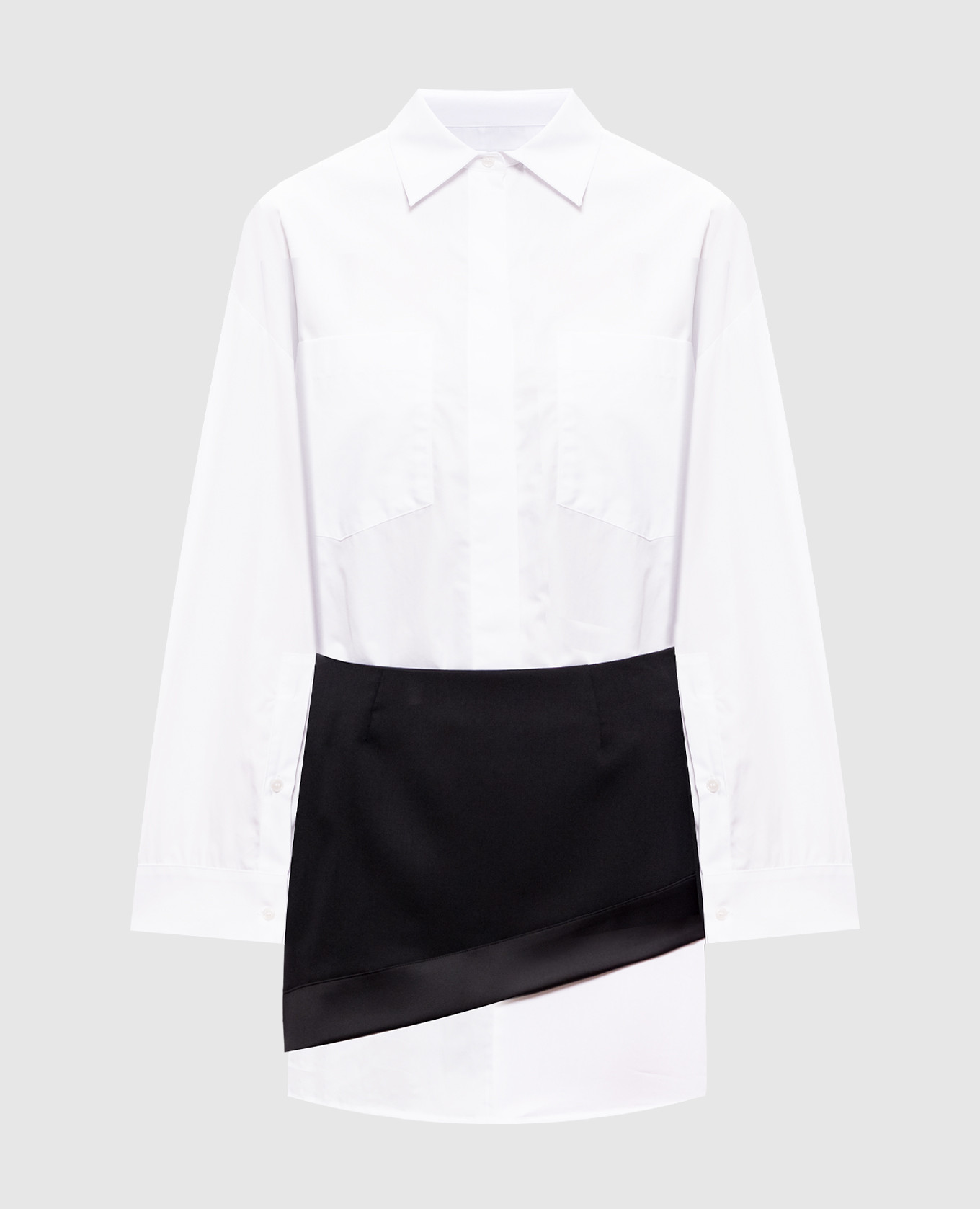White shirt dress with asymmetrical skirt Dondup