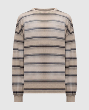 Juun.j Beige striped long-sleeve shirt with vintage effect JC6241P01A