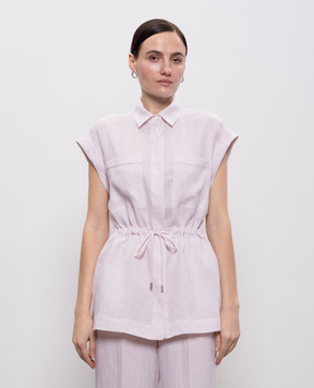 Peserico Pink linen shirt with monil chain S0631902600