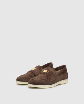 Babe Pay Pls Brown suede loafers with logo engraving 218108ZA