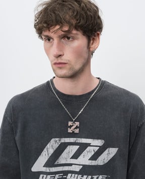 Off-White Silver chain with Dollar Arrow pendant OMOB16CS26MET001