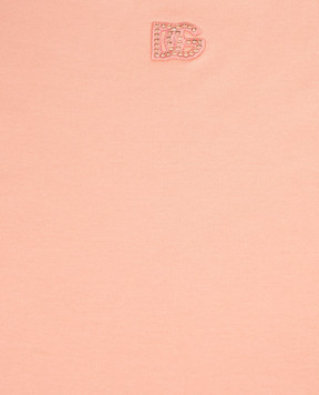 Dolce&Gabbana Children's pink T-shirt with embroidered monogram with crystals L5JTNJG7PRV26
