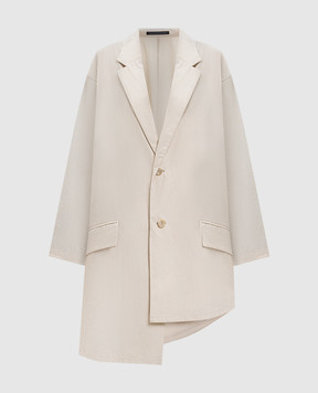 Y`S Yamamoto Beige asymmetric jacket YKJ12014