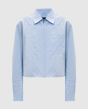 Juun.j Blue striped shirt with a shiny collar JW6464W51Q