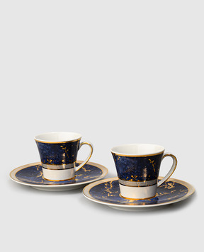 Stefano Ricci Set of porcelain coffee cups and saucers OTC002LAPIS2