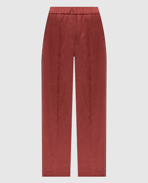 Peserico Red linen pants with monil chain A0407201926