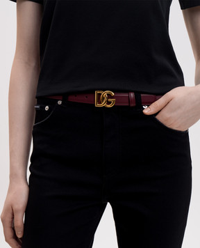 Dolce&Gabbana Burgundy leather belt with logo BE1447AK274