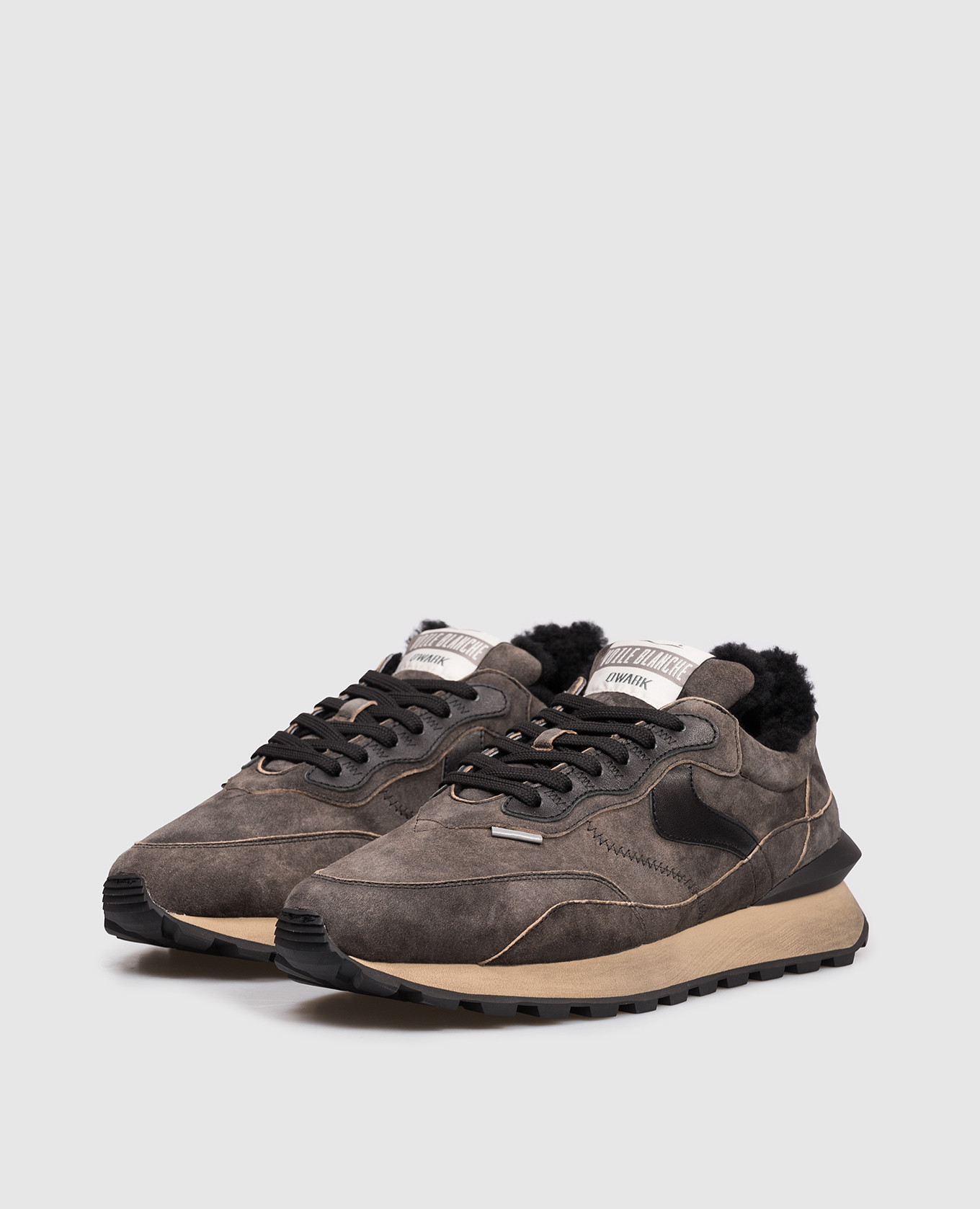 

QWARK HYPE grey suede sneakers with fur Voile Blanche