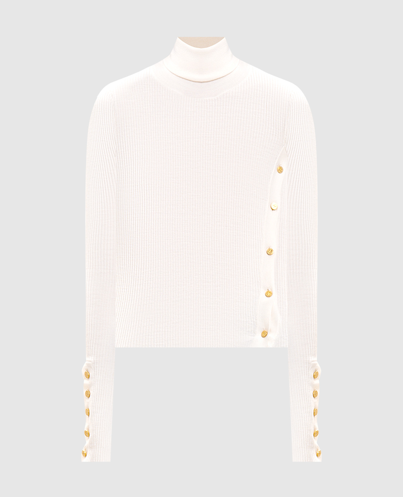 White ribbed wool and silk golf