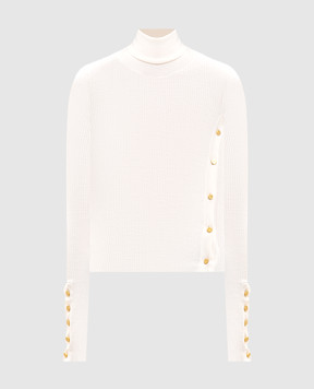 Palm Angels White ribbed wool and silk golf PWHF027F23KNI001