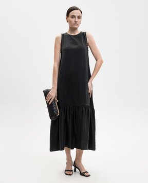 Asceno Rhea black silk ruffle dress D043F01C01