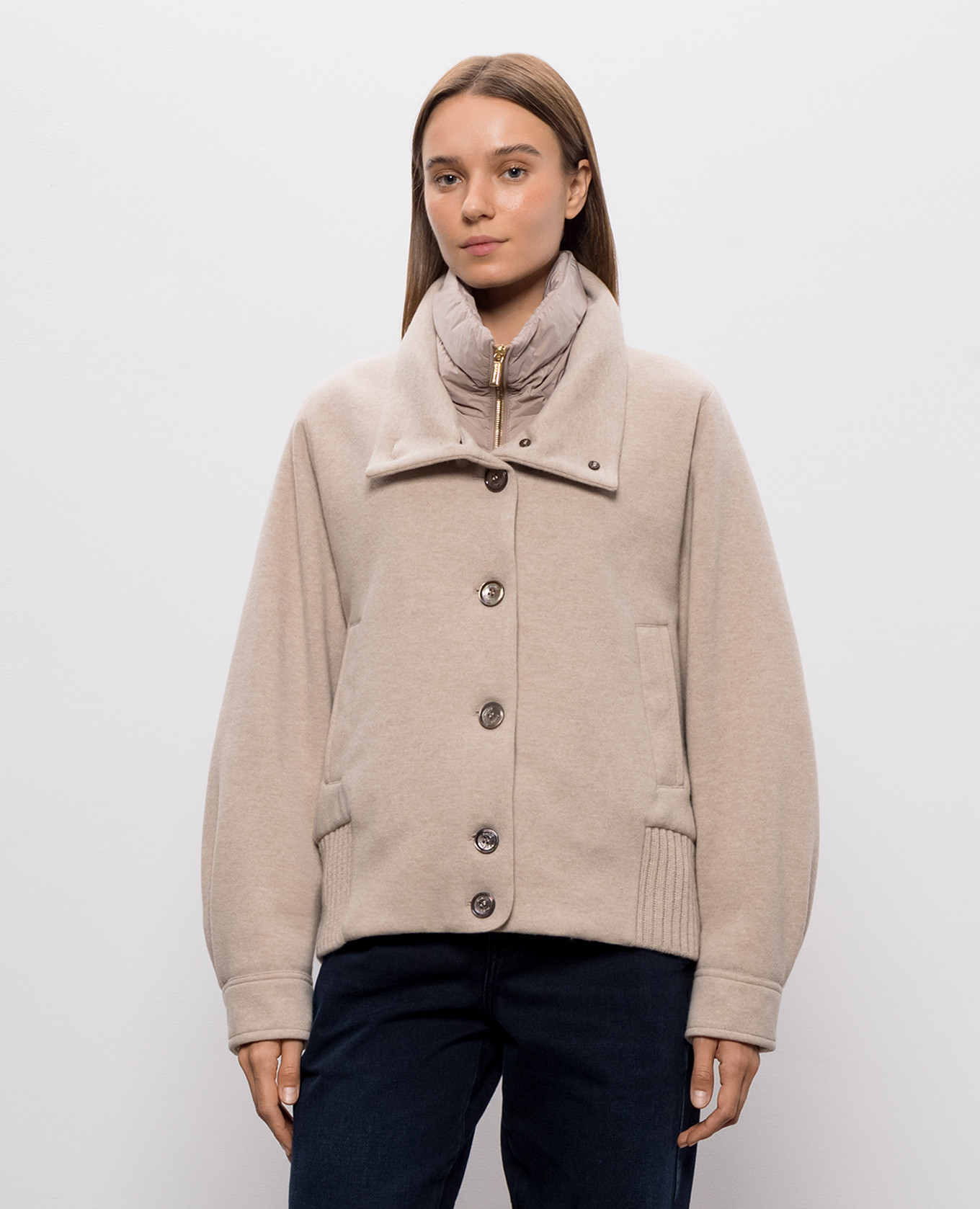 Beige HILSA wool and cashmere down jacket MooRER 3