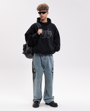 Vetements Black hoodie with print MH27HD201B