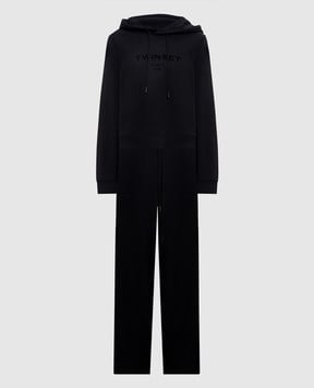 Twinset Black tracksuit with textured logo print 262TP272B