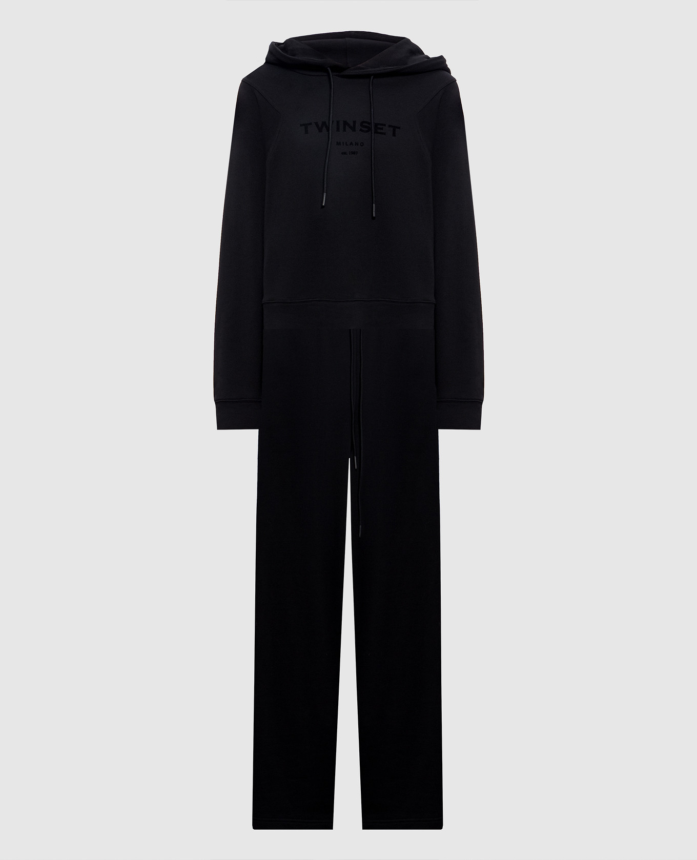 Black tracksuit with textured logo print