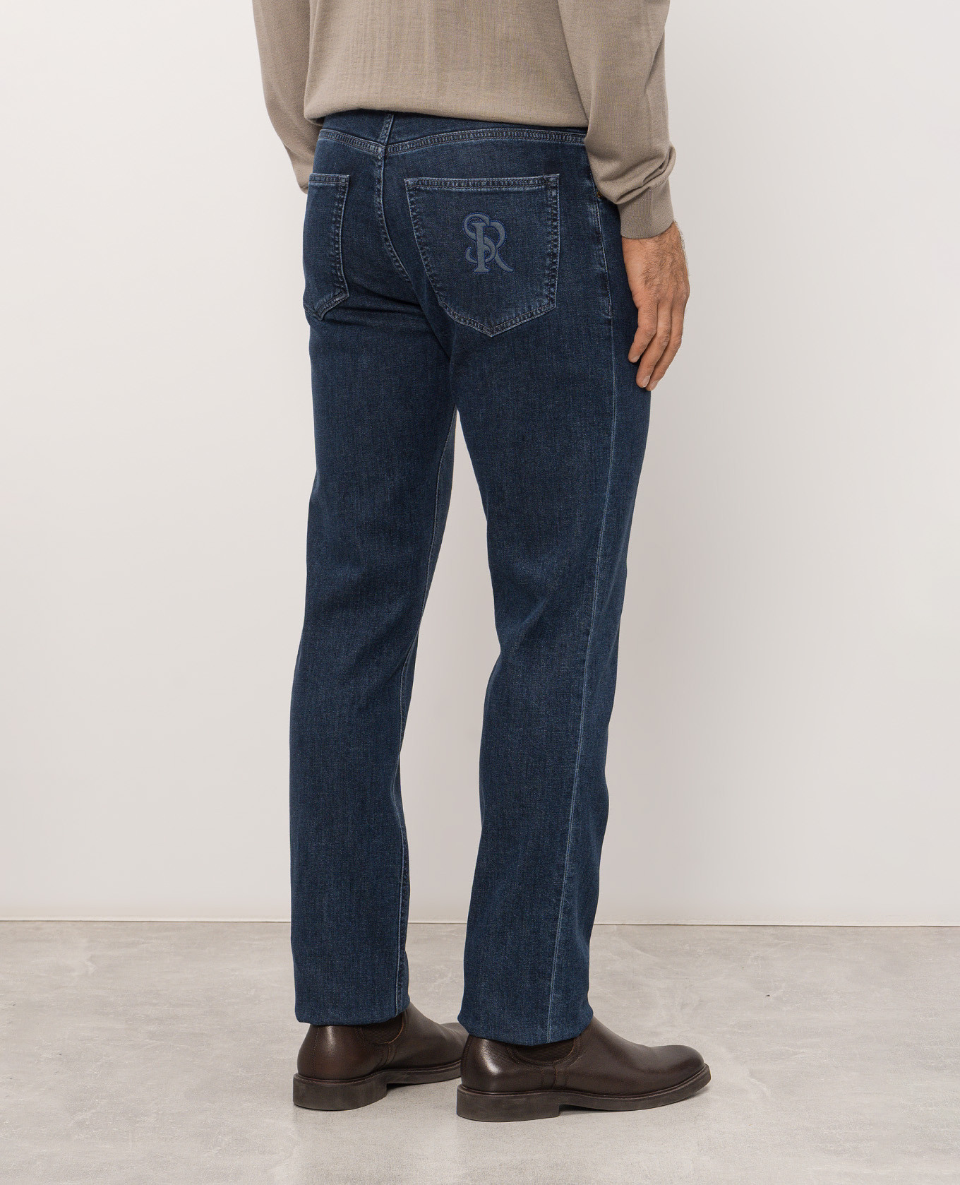Blue jeans with monogram patch Stefano Ricci 4