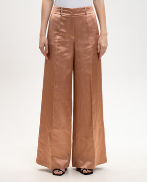 Peserico Pink linen pants with monil chain E0435006800