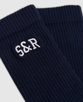Sporty & Rich Blue insulated socks with monogram logo AC07764082BL106