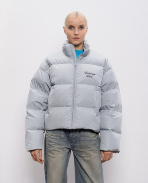 Balenciaga Grey cropped down jacket with logo embroidery 857741TPQ38