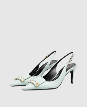 Sergio Rossi Green leather slingbacks with monogram B14501MMVN13
