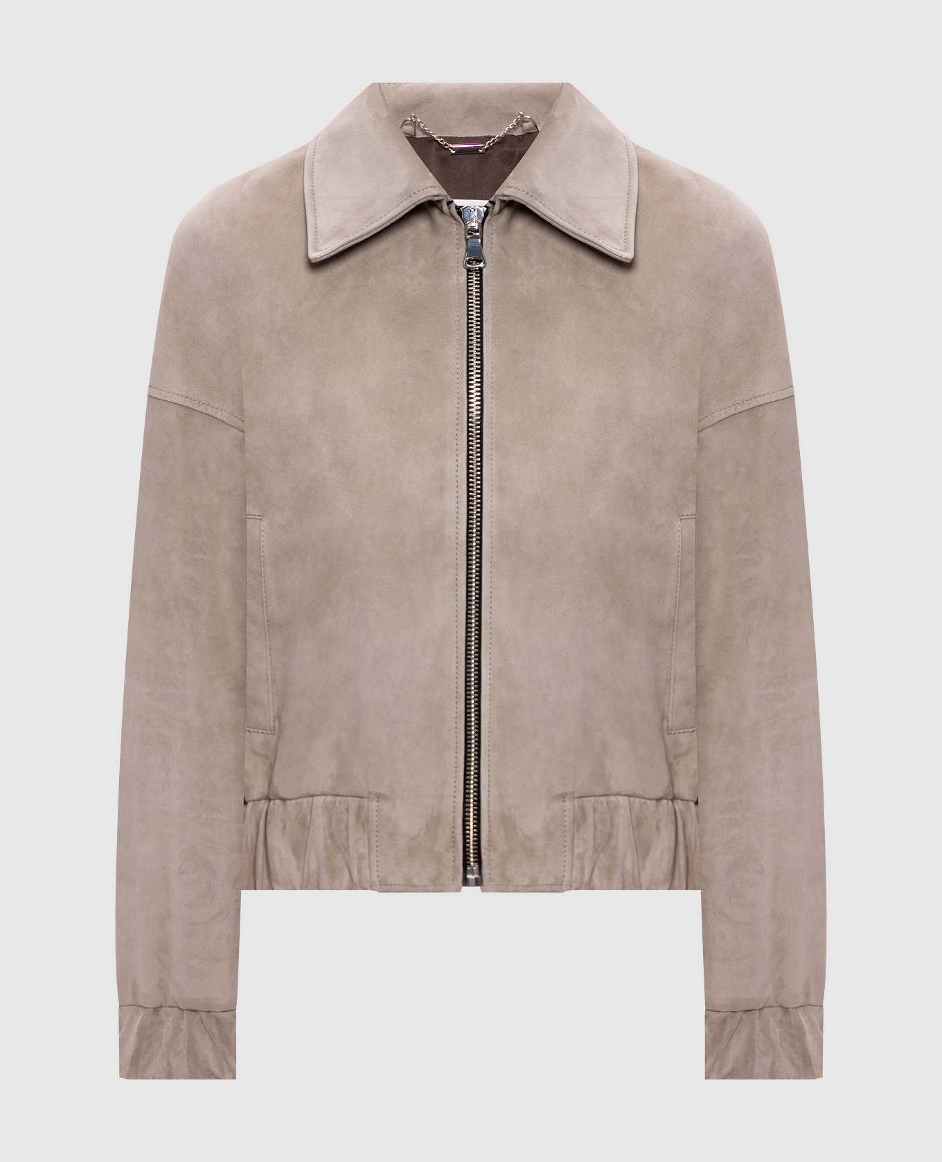 Beige cropped suede jacket