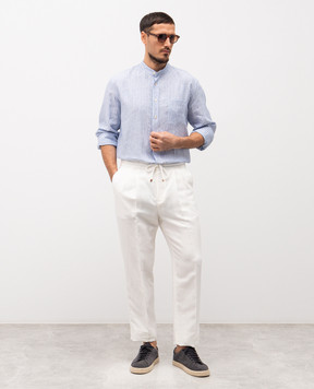 Agnona Blue striped linen shirt TD07U3YR3002