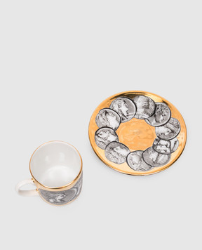 Fornasetti Porcelain coffee cup with saucer Cammei P19Z292