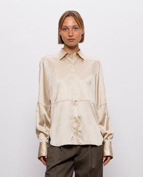 Brunello Cucinelli Beige silk blouse with monil chain M0C59NR516