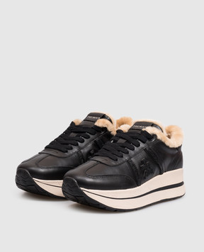 Premiata Bethcoin black leather sneakers with fur BETHCOIN8503M