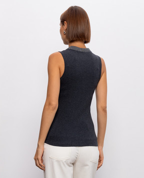 Peserico Dark gray ribbed T-shirt A08506J0B5669