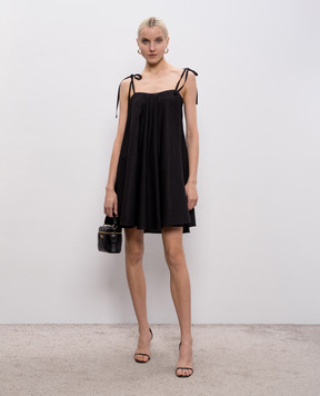 Twinset Black mini dress with linen 261TF2101