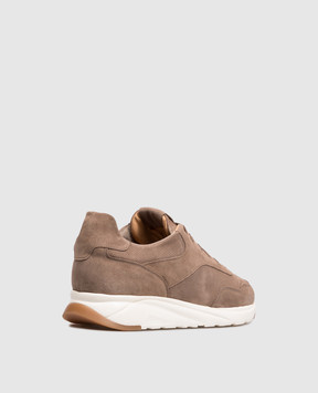 Enrico Mandelli Beige suede sneakers with logo patch 00STAR7701