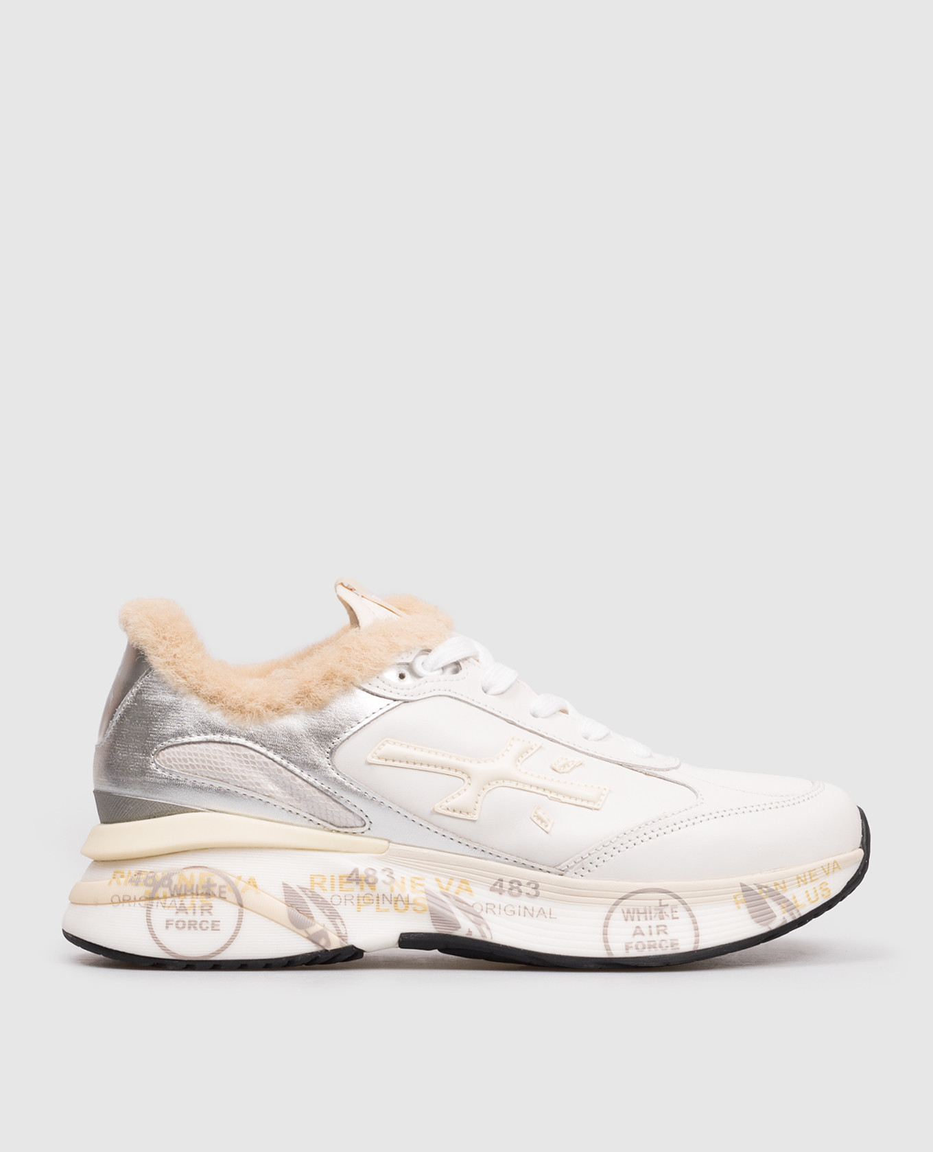 

MOERUND white leather sneakers with fur Premiata