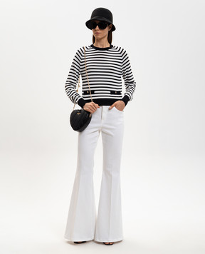Twinset White flared jeans with logo patch 261TP2680