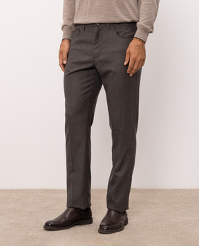 Stefano Ricci Grey wool trousers with logo patch M8T63B0050T989U