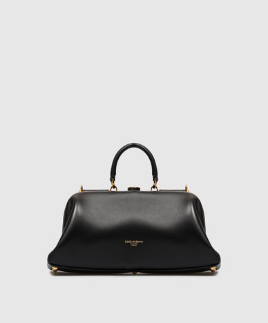 Grandma black leather bag with logo print
